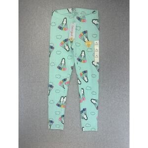 Cat & Jack Girls Leggings Green Panda Parachute Durable Knee Size M (7/8) NWT